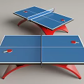 Blue Surface Ping Pong Table With Red Frame And Ping Pong Paddles For Fitness