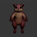 Pink Squirrel Game and Movie Character 3D Model With Big Eyes Fluffy Tail Standing Pose
