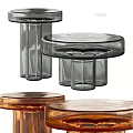 Modern Leisure Sofa Set With Glass Coffee Tables Transparent And Brown Design