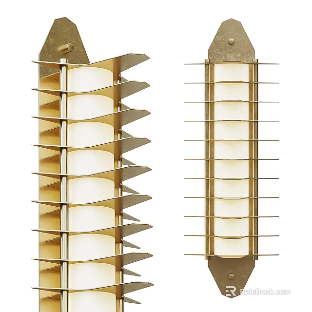 Modern Brass Wall Sconces Featuring Layered Design And White Shades 3d model