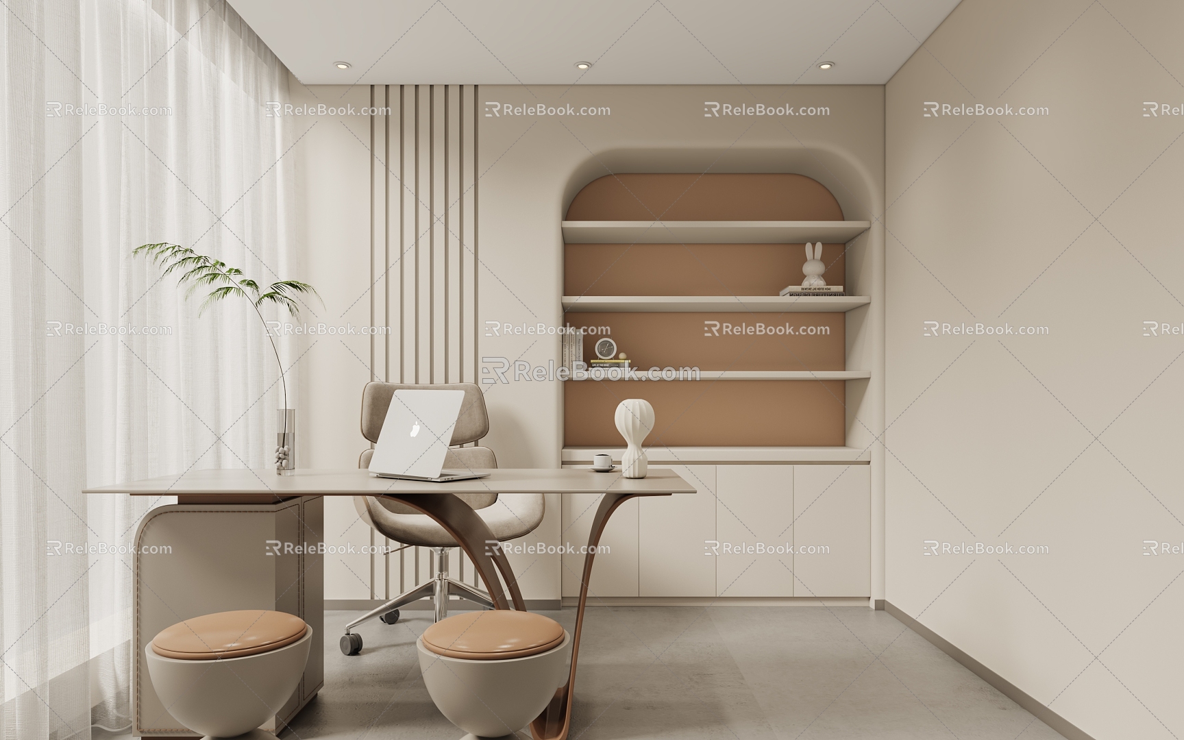 Cream Wind Beauty Salon Office 3d model