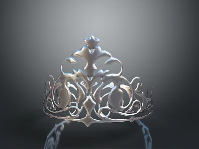 Silver Crown with Intricate Ornate Patterns for Elegant Headwear Accessory 3d model