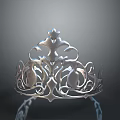 Silver Crown with Intricate Ornate Patterns for Elegant Headwear Accessory 3d model