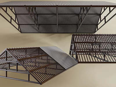 Metal Ceiling Framework With Grille Design And Various Geometric Shapes 3d model