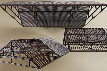 Chinese-style suspended ceiling herringframe suspended ceiling sloping roof 3d model