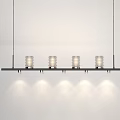 Modern Linear Chandelier With Sleek Metal Frame And Four Glass Shade Bulbs