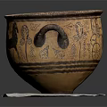 Ancient Terracotta Amphora With Two Handles Black Horse Design And Decorative Patterns On White Mat