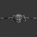Humanoid Sci Fi Character in Biomechanical Armor with Mechanical Limbs and Glowing Chest
