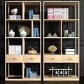 New Chinese style solid wood bookshelf book accessories combination 3d model