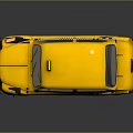 Vintage Yellow Taxi With Black And Yellow Stripes On Body And Roof Light