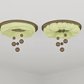 Modern Ceiling Lights With Brown Frame White Cloud Shade And Hanging Brown Balls 3d model