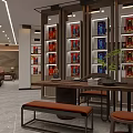 Neat Tobacco and Liquor Store Interior with Shelves Displaying Diverse Wine and Tobacco Products