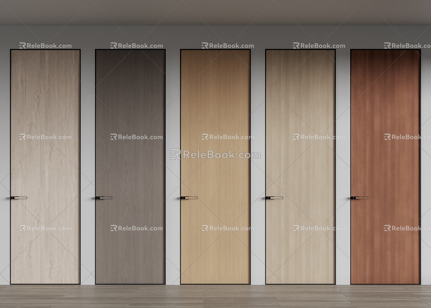 Minimalist Door Single Door Top Door Minimalist Wood Finish Door 3d model