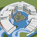 Modern School Building Complex With Glass Facades Outdoor Play Areas And Green Surroundings For Students
