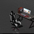 Gaming Desk and Chair Set with Dual Monitors Computer Cases and Ergonomic Seats