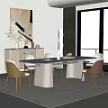 Dining Table and Chair Combination Restaurant Side Cabinet Floor Lamp 3d model