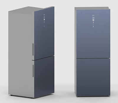 Modern Double Door Refrigerators With Sleek Gray And Blue Design For Home Kitchen Use 3d model