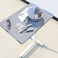 Mobile Medical Worktable with Disinfectant Basin Syringes and Supply Bottles
