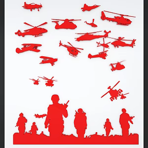 Military weapons and equipment silhouette military soldier fighter attack aircraft 3d model
