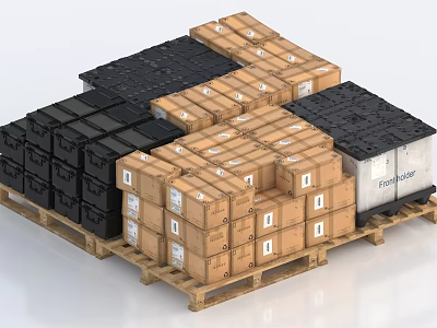 Cargo Box Pallet Stack Box Logistics Box Wood Box Carton Box 3d model