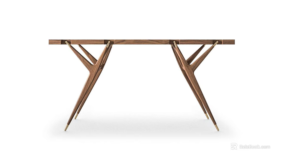 Modern Wooden Table With Unique Triangular Legs And Sleek Surface Design 3d model