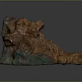Natural Wooden Stone Sculpture With Brown Green Texture And Smooth Surface
