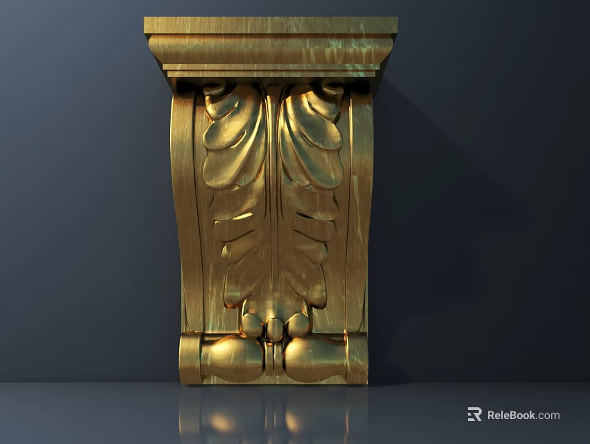 Ornate Golden Carving With Intricate Leaf Patterns For Interior Architectural Decor 3d model 