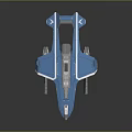 Blue Aerospace Spaceship Model Featuring Gray Details and Red Thrusters for Cosmic 3d model