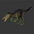 Purple And Brown Theropod Dinosaur With Open Mouth In Walking 3D Model Pose