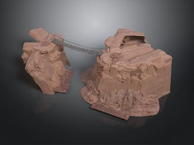 Detailed Rock Formation Model Featuring Connecting Bridge And Cave Structures 3d model