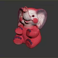 Cute Pink Elephant Toy Sitting With Purple Ears And Blue Paws