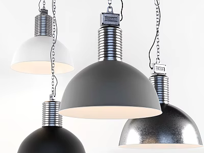 Modern Pendant Lights With Black White Gray Metal Shades And Industrial Design 3d model
