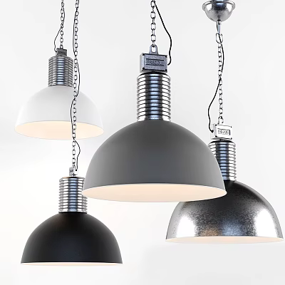 Modern Pendant Lights With Black White Gray Metal Shades And Industrial Design 3d model
