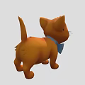 Cute 3D Animated Orange Cat Character Wearing Blue Bow Tie 3d model