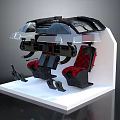 Detailed Aircraft Cockpit Model With Red Checkered Seats And Control Panels