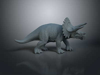 Realistic Detailed Triceratops Dinosaur Model Sculpture Display on Gray Background 3d model