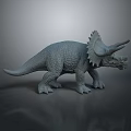 Realistic Detailed Triceratops Dinosaur Model Sculpture Display on Gray Background
