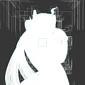 Woman With Long Dark Hair Horned Headpiece Holding Black Creature In White Gold Outfit