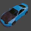 Sleek Blue Modified Sports Car With Wide Body And Black Wheels Design