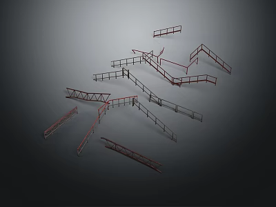 Architectural Metal Railings and Handrails for Building Construction Safety Design 3d model