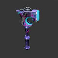 Sci Fi Mechanical Hammer Design With Purple Pink Blue Accents And Intricate Details