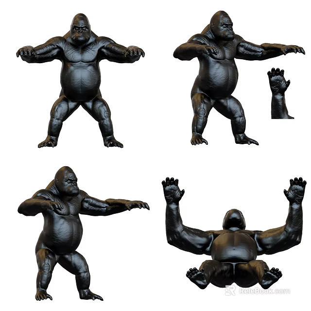 Reptile Models Displaying Different Poses With Detailed Claws And Black Texture 3d model 