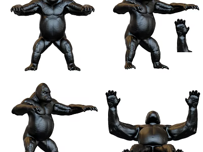 Reptile Models Displaying Different Poses With Detailed Claws And Black Texture 3d model