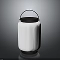 Modern White Ribbed Decorative Lantern With Black Handle And Base Design 3d model