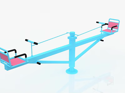 Colorful Children's Seesaw With Blue Frame And Pink Seats For Playground Fun 3d model