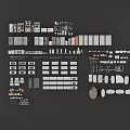 Assorted Home Decor Components With Various Shapes Sizes White Grey Black 3d model