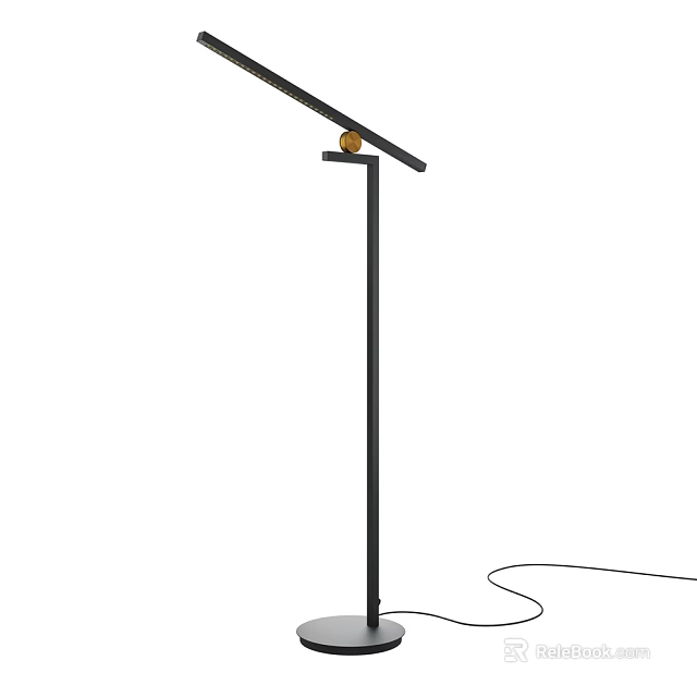 Modern Minimalist Floor Lamp With Black Stand And Curved Adjustable Head For Home Lighting 3d model 