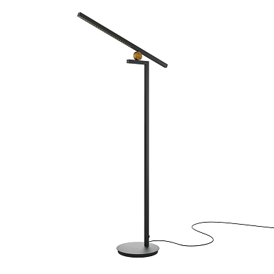 Modern Minimalist Floor Lamp With Black Stand And Curved Adjustable Head For Home Lighting 3d model