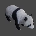 Realistic 3D Model of Standing Black and White Panda Bear in Neutral Gray Background