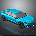 Modern Blue Sleek SUV Featuring Shiny Exterior Black Wheels And Glossy Reflection